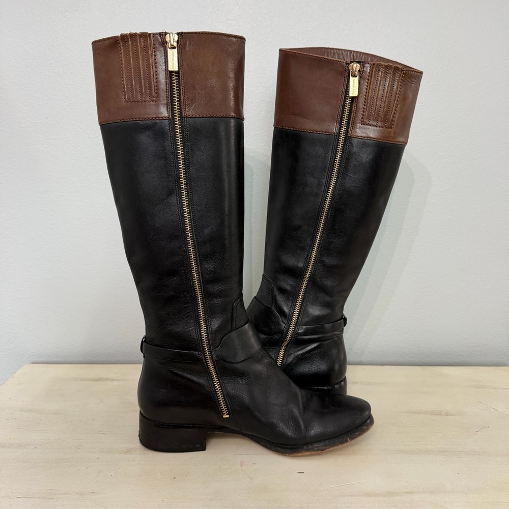 Michael Kors Black/Brown Fulton Harness Boots Size 9 - Picture 3 of 10